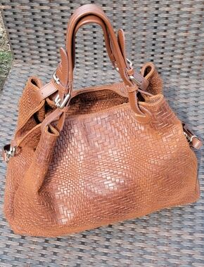 Woven Leather Italian Hobo Bag | Brown Intrecciato Style | Shoulder & Crossbody